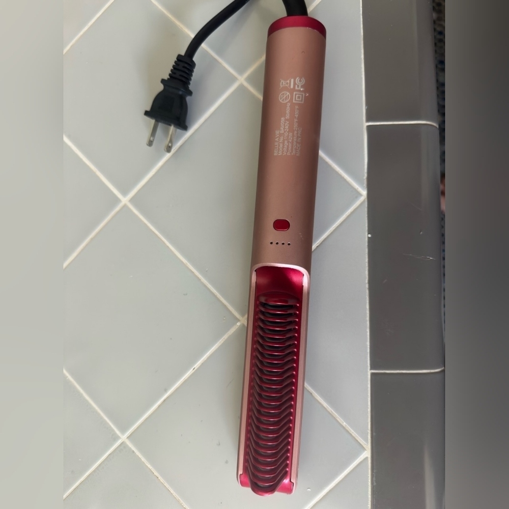 Belle A Vie Heated Straightening Brush Pink Ceramic Hair Straightener Comb - Picture 4 of 4